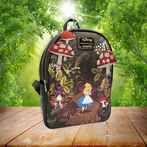 Loungefly Disney Alice in Wonderland Alice Mushrooms Mini Backpack Exclusive New - Picture 7 of 7